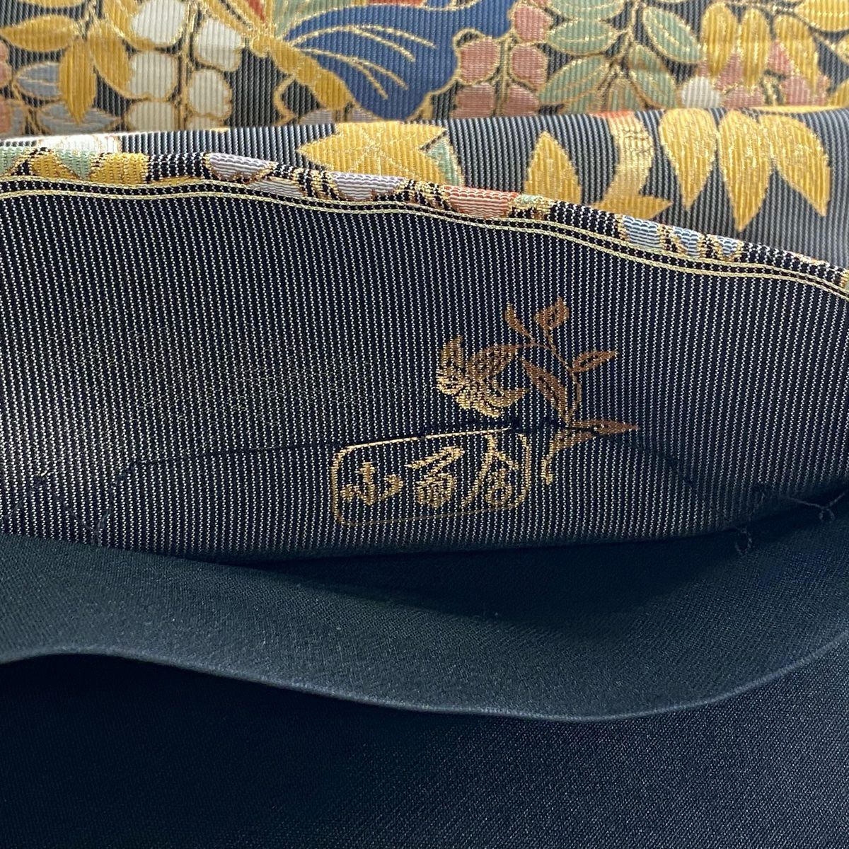 【庫存清倉】 袋帶 名品級 紅葉 蝶 金金箔 黑灰 六通 純蠶絲