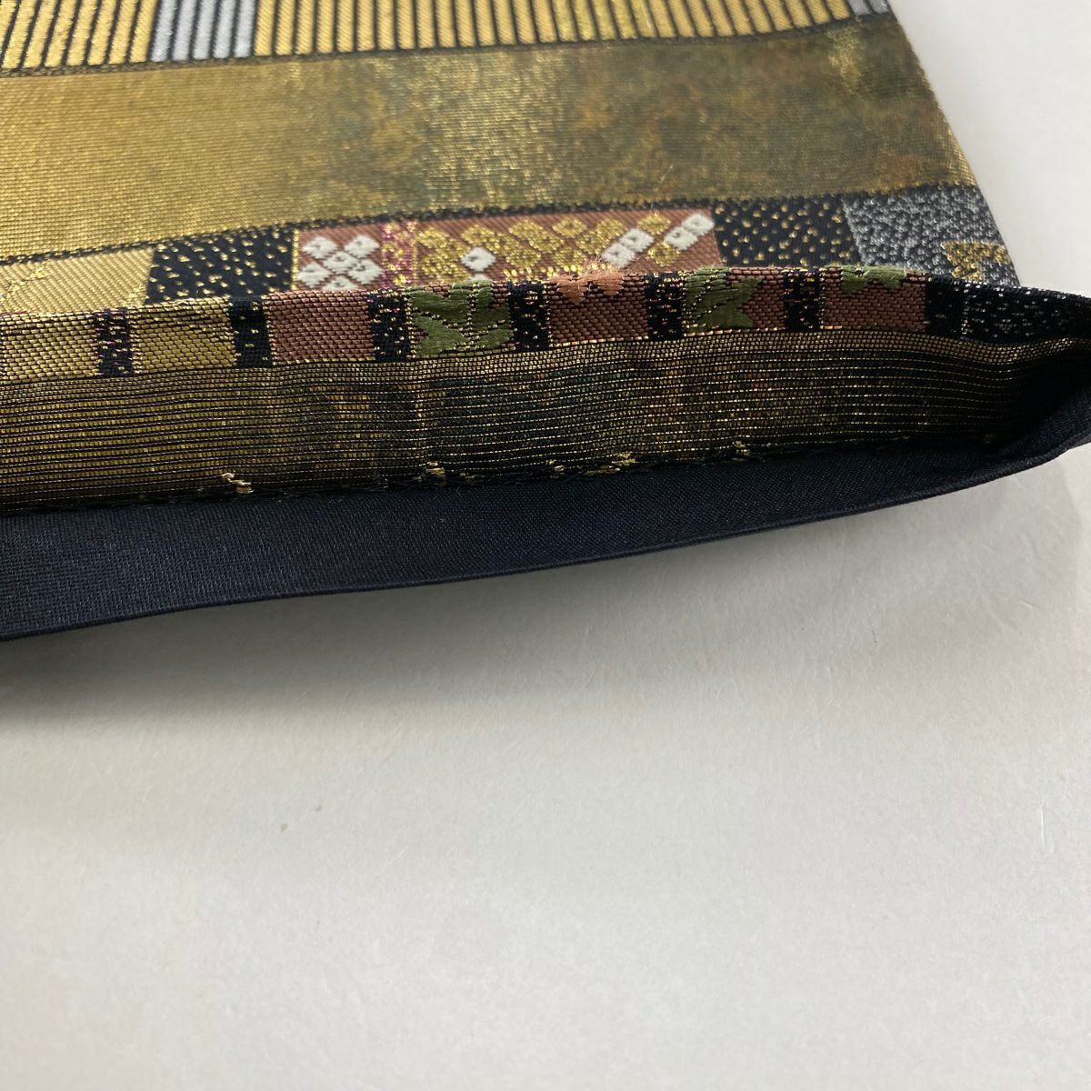 【庫存清倉】 【美品】 袋帶 名品級 源氏香 枝花 金絲 金金箔 金茶 六通 純蠶絲