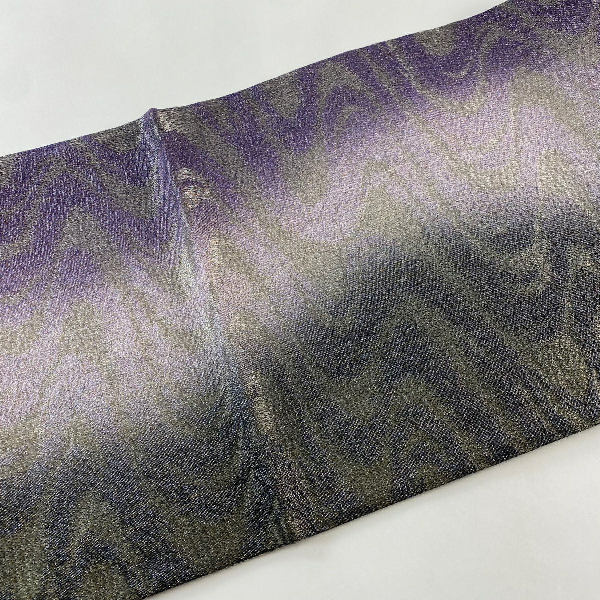 【庫存清倉】 【美品】 袋帶 名品級 流水 銀通 金金箔 淺紫 全通 純蠶絲
