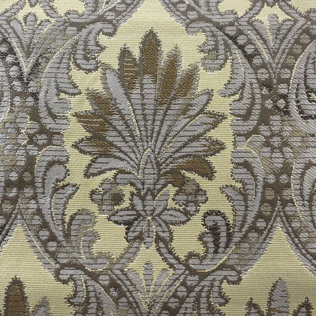 【庫存清倉】 【美品】 袋帶 名品級 金唐 草花紋 淺咖啡色 六通 純蠶絲