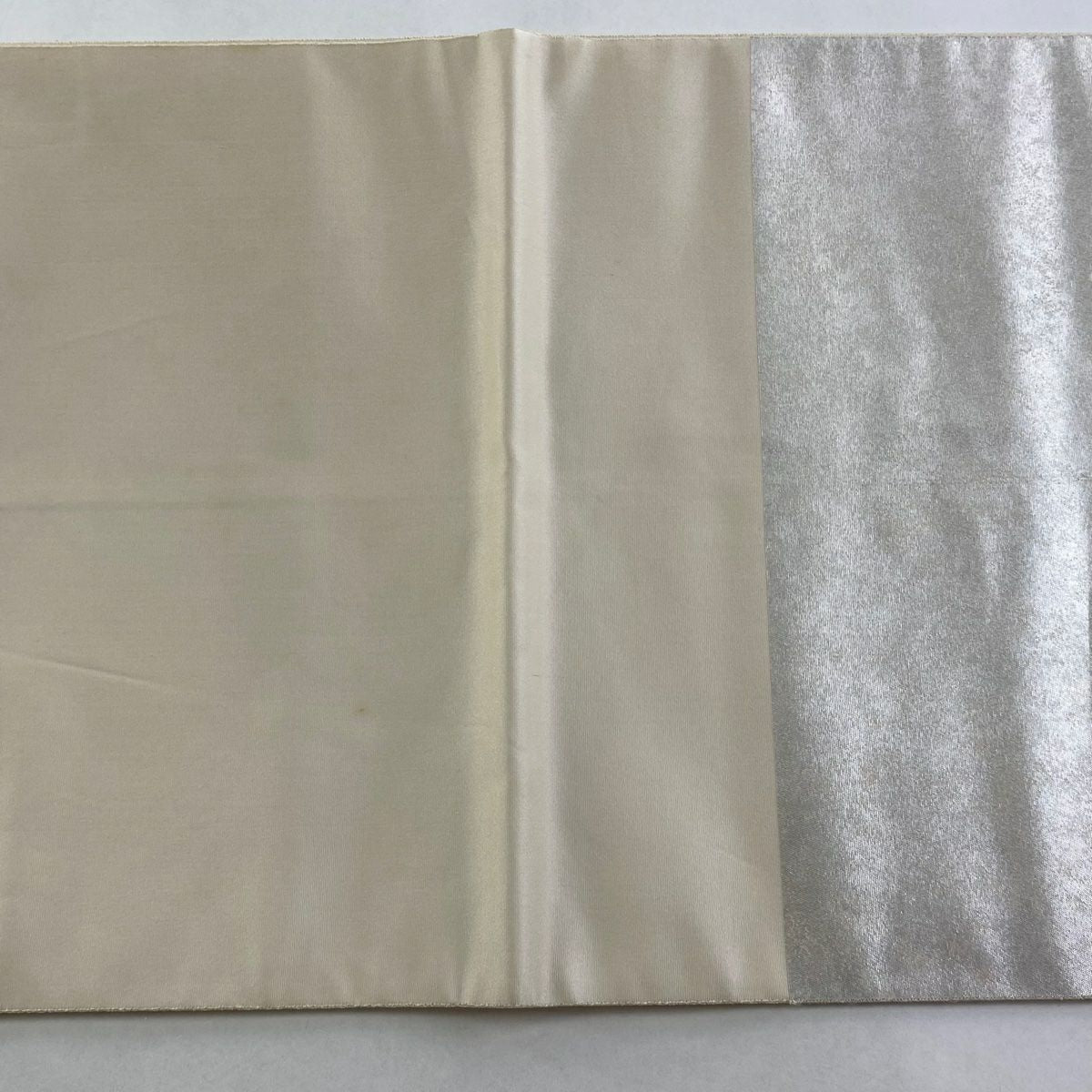 袋帶 逸品級 由水十久 落款あり 童 金金箔 銀色 大鼓圖案 純蠶絲