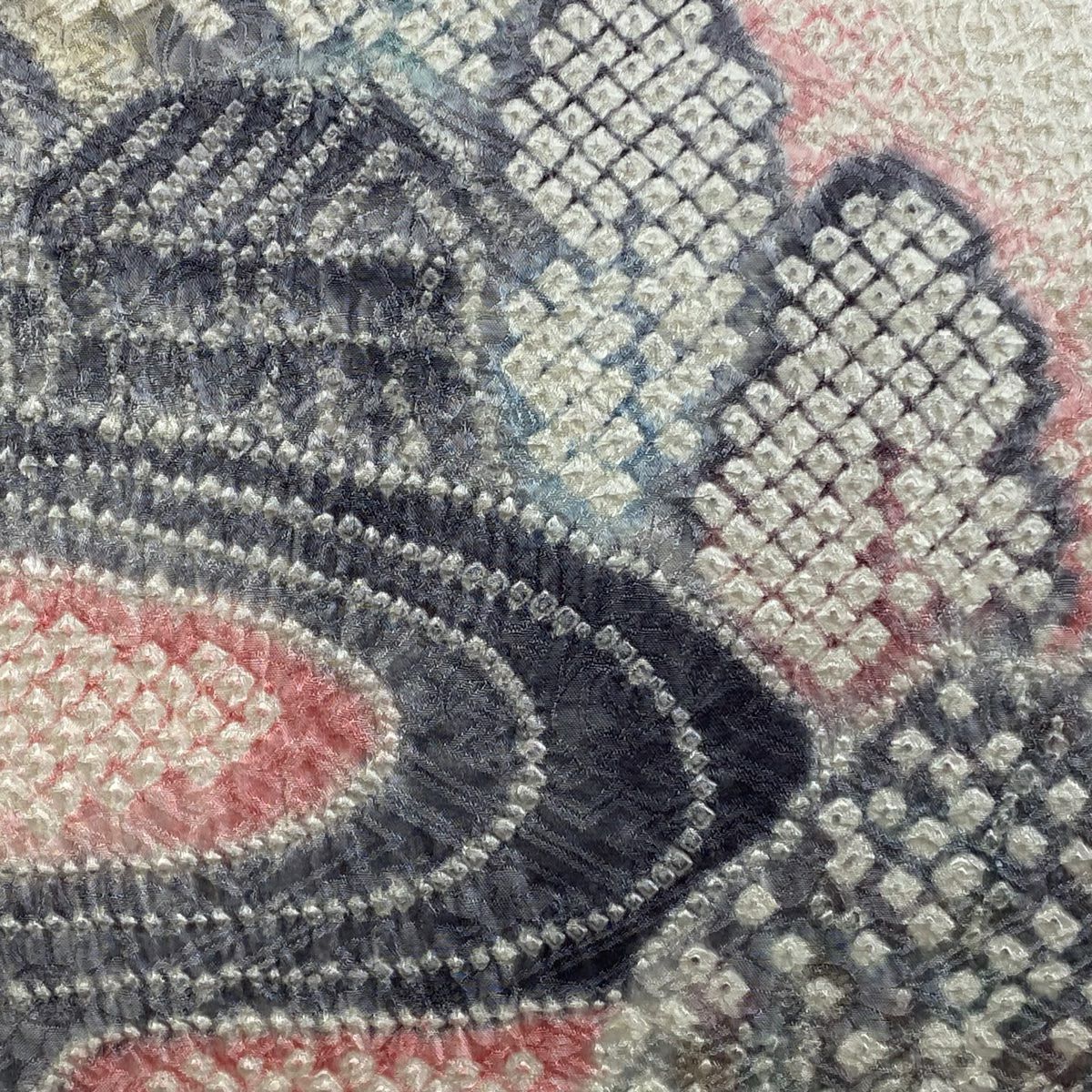 名古屋帶 逸品級 樹木 流水 絞染 奶油色 純蠶絲