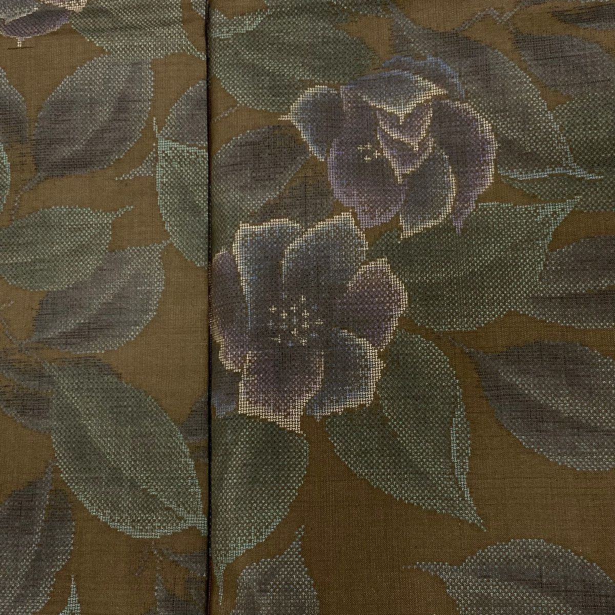 【美品】 紬織織 身長153.5cm 袖長63cm S 雙層 草花紋紋 茶 純蠶絲 名品級