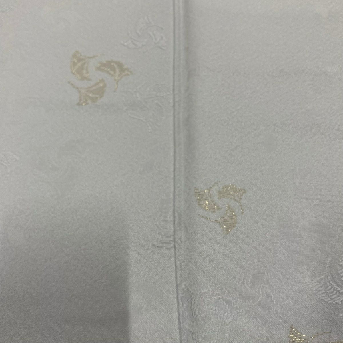 付下 身長161.5cm 袖長64cm M 雙層 落款 銀杏 地紋 金絲 水藍 純蠶絲 名品級 一つ紋