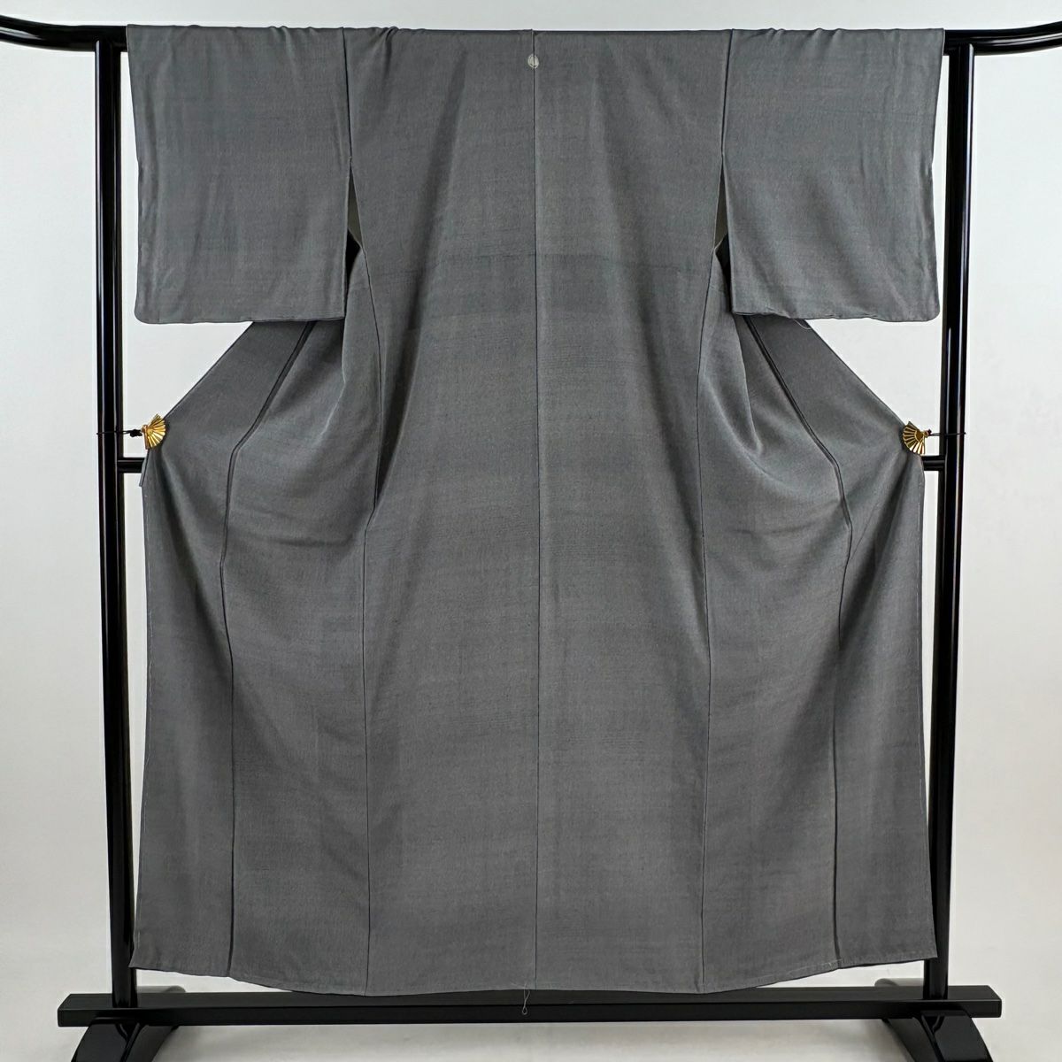 【清倉】 【美品】 江戶小紋 身長154.5cm 袖長62.5cm S 雙層 廣瀬雄望 落款あり よろけ縞 灰 純蠶絲 名品級 一つ紋