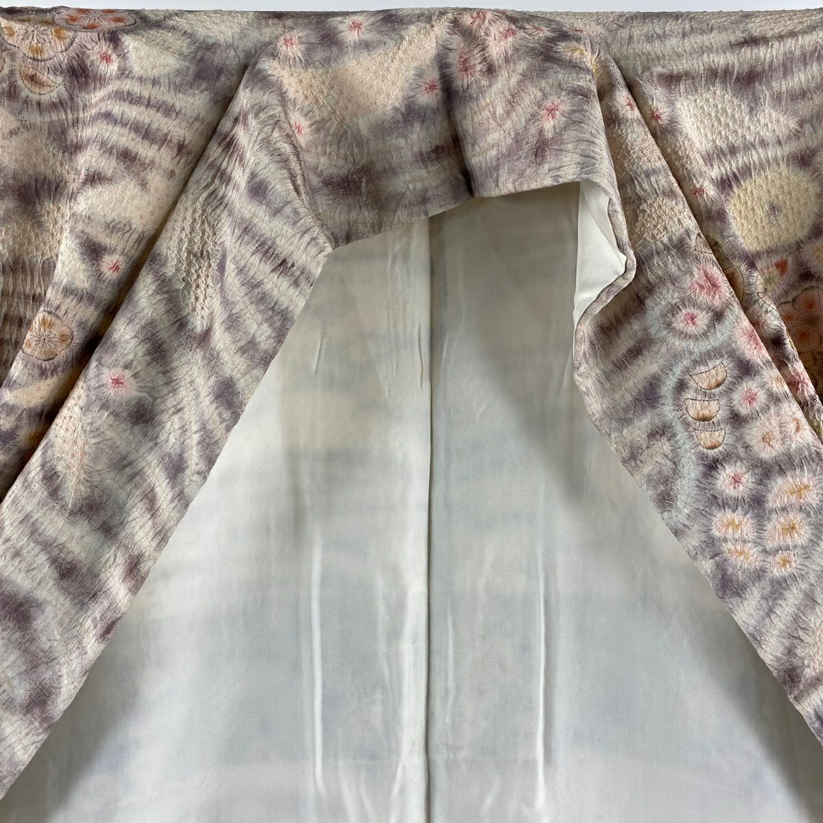 【美品】訪問服 身長155cm 袖長63.5cm S 雙層 京屋林藏 有落款 辻花染 漸層 淡小豆 純蠶絲 逸品級