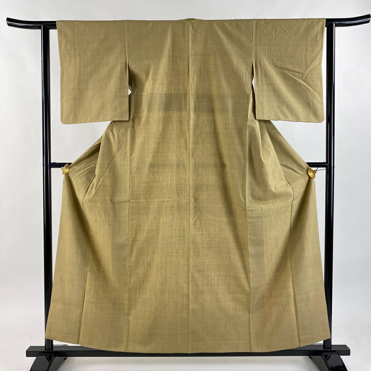 【美品】結城紬織 身長158cm 袖長61cm S 雙層 株式会社小倉商店 本場結城紬織 證書附帶 薄茶 純蠶絲 逸品級