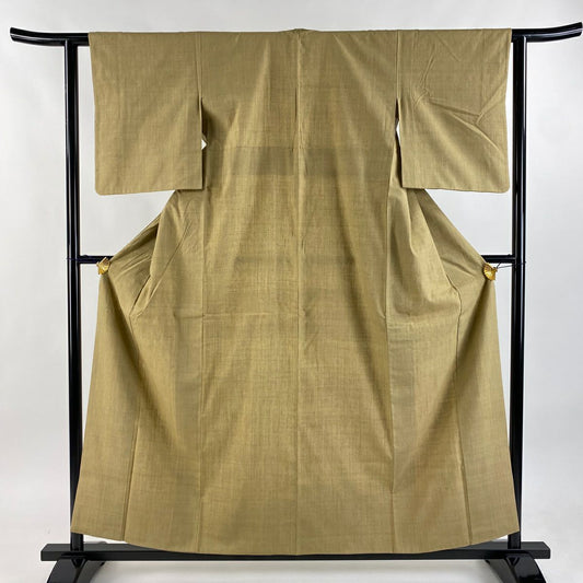 【美品】結城紬織 身長158cm 袖長61cm S 雙層 株式会社小倉商店 本場結城紬織 證書附帶 薄茶 純蠶絲 逸品級