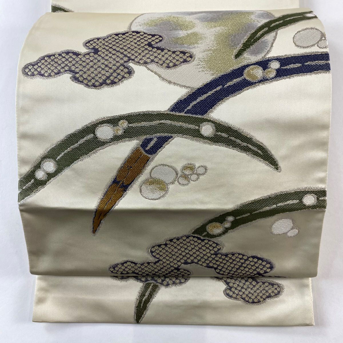 【庫存清倉】 袋帶 名品級 月 露芝 金絲 奶油 六通 純蠶絲