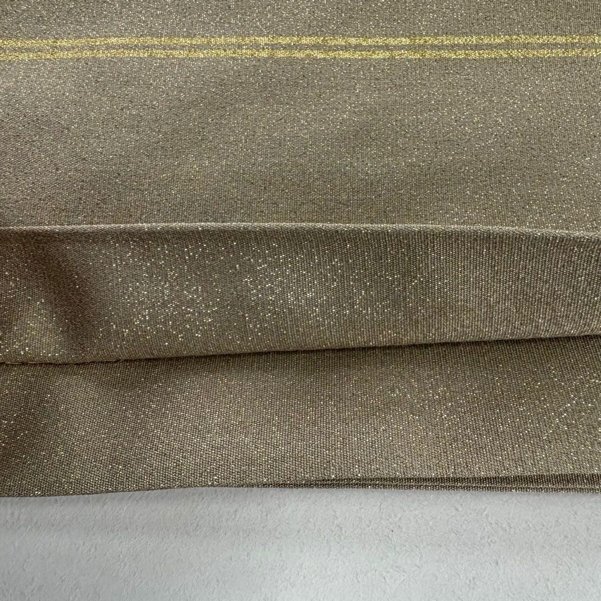 【美品】 袋帶 逸品級 關西仕立 單層 狩獵 金絲 金色 大鼓圖案 純蠶絲
