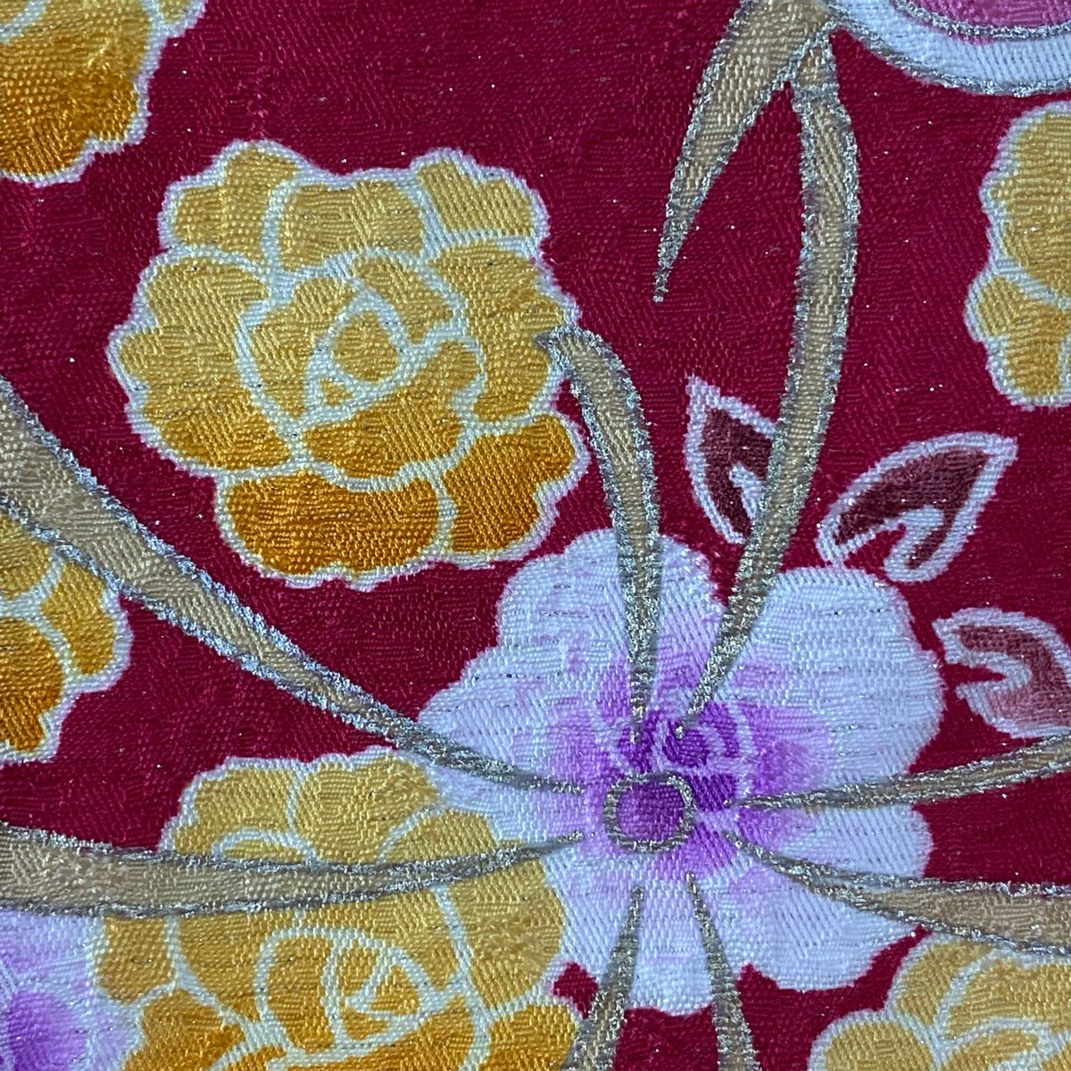 振袖禮服 身長168.5cm 袖長68cm L 雙層 牡丹 菊花 金銀彩 刺繡 奶油色 純蠶絲 逸品級