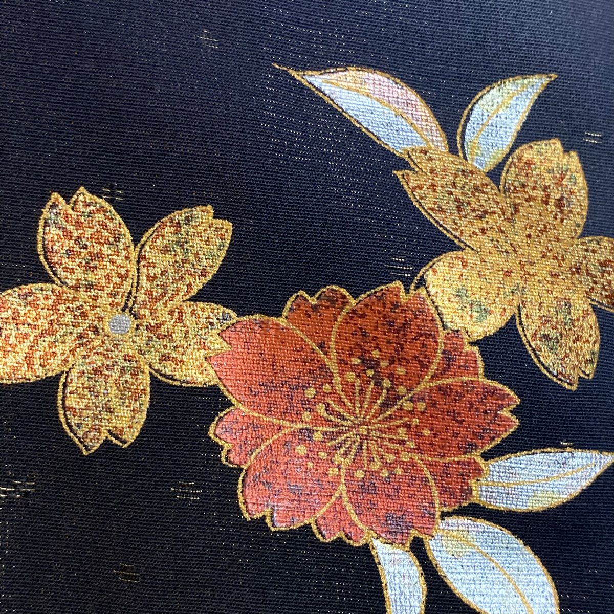 振袖禮服 身長167.5cm 袖長71cm L 雙層櫻花花瓣金通金銀彩紫純蠶絲逸品級