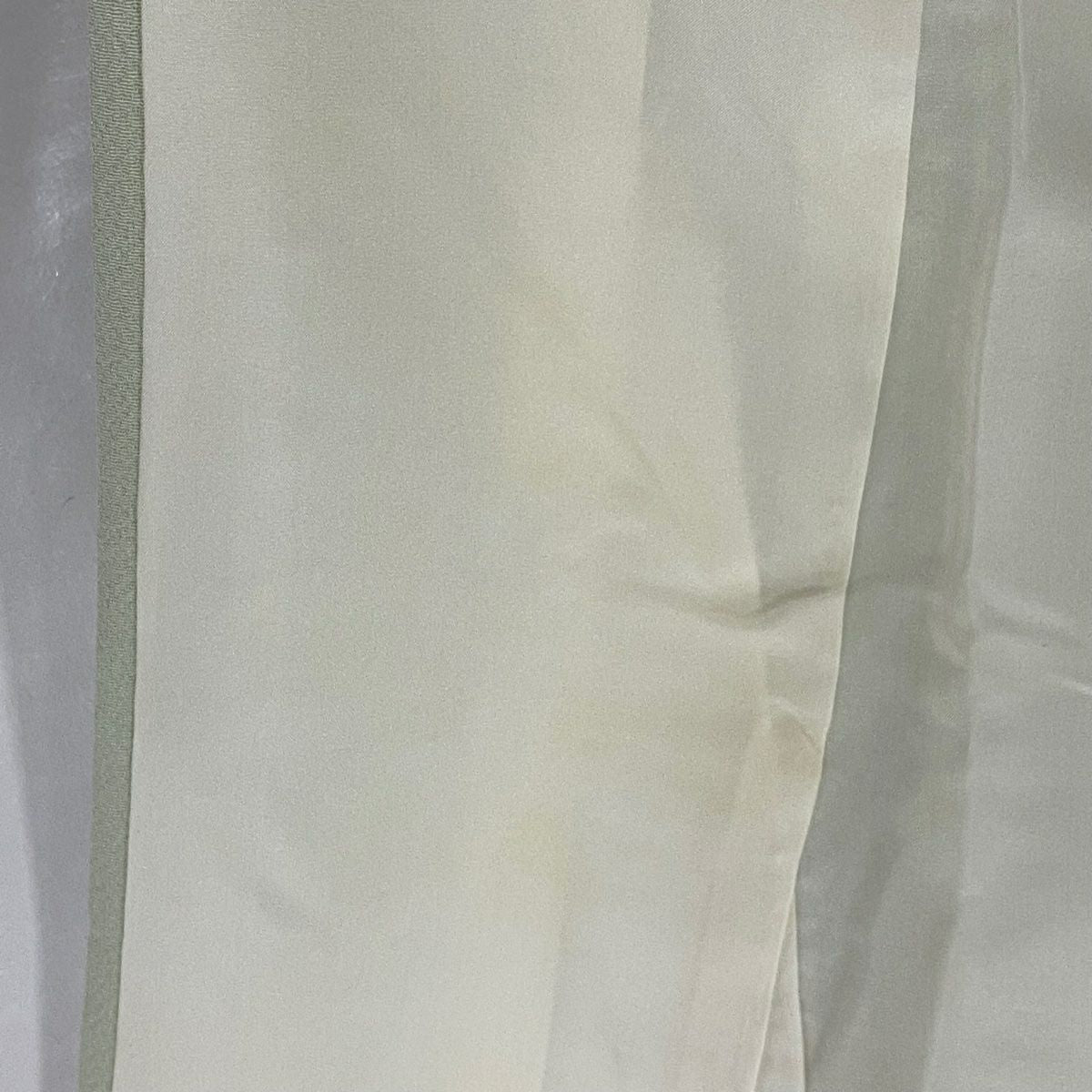 【庫存清倉】訪問服 身長157cm 袖長66.5cm M 雙層 松樹井青青 落款 草花紋紋 鼓 金銀彩 漸層 淺綠 純蠶絲 名品級 一個紋