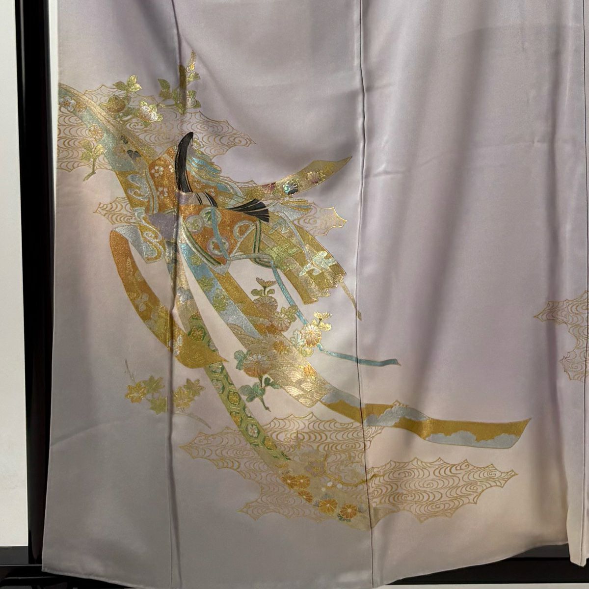 【庫存清倉】 留袖禮服禮服 身長161cm 袖長66cm M 雙層 藤本隆士 落款あり 姫 熨斗紋 金銀彩 漸層 薄紫 純蠶絲 名品級 一つ紋