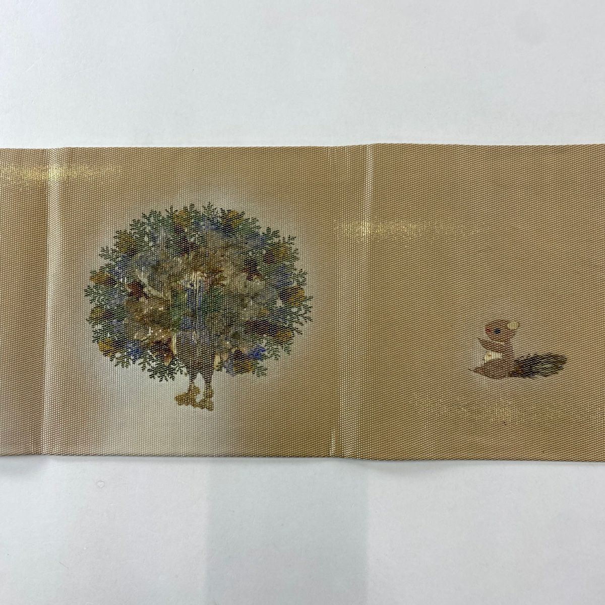 【庫存清倉】 名古屋帶 名品級 證書齊全 花香織 孔雀 草花紋紋 金金箔 金銀彩 淺茶 純蠶絲