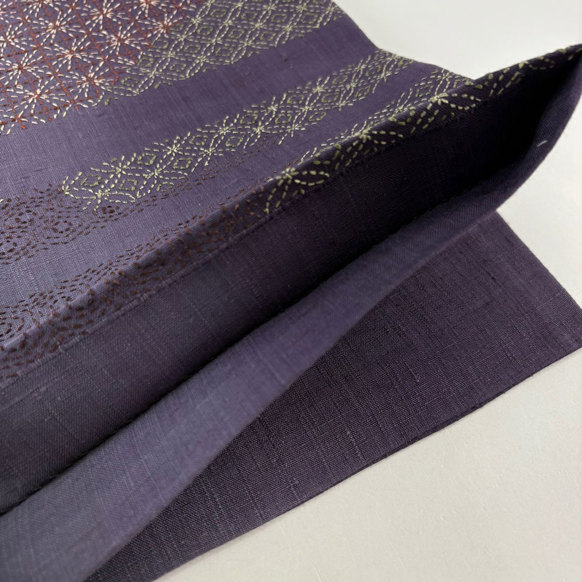 【庫存清倉】 【美品】 袋帶 名品級 大和 紬織織 有職紋樣 刺繡 紫色 大鼓圖案 純蠶絲