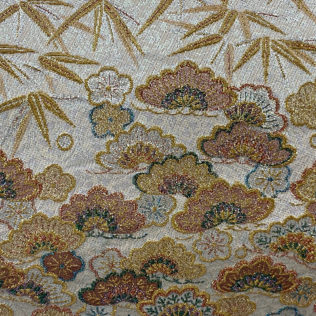 【庫存清倉】 袋帶 名品級 松樹竹子梅花 金銀絲 金金箔 金色 六通 純蠶絲