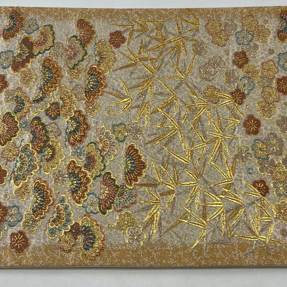 【庫存清倉】 袋帶 名品級 松樹竹子梅花 金銀絲 金金箔 金色 六通 純蠶絲