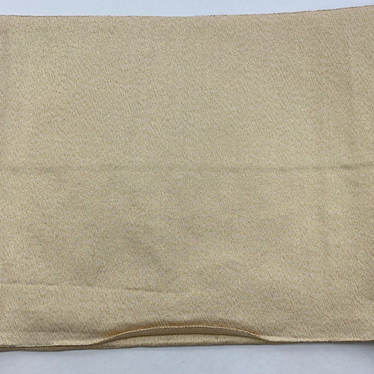 【美品】 袋帶 秀品級 關西仕立 家屋 樹木 金絲 唐織 米色 六通 純蠶絲