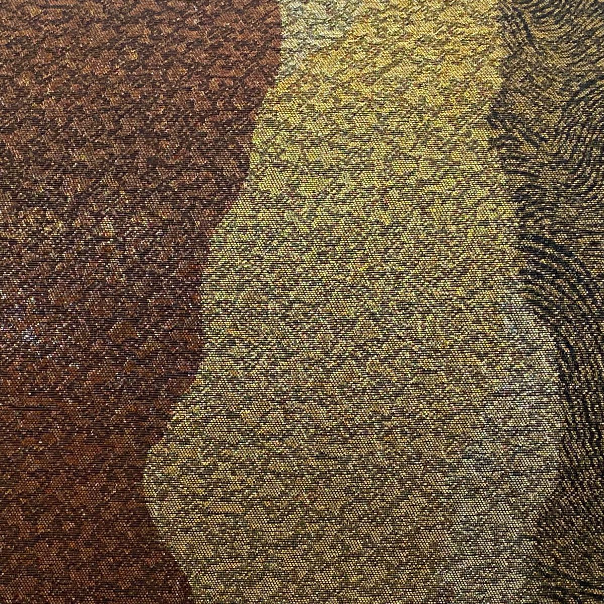 【美品】 袋帶 秀品級 波 霞 金金箔 焦茶 純蠶絲