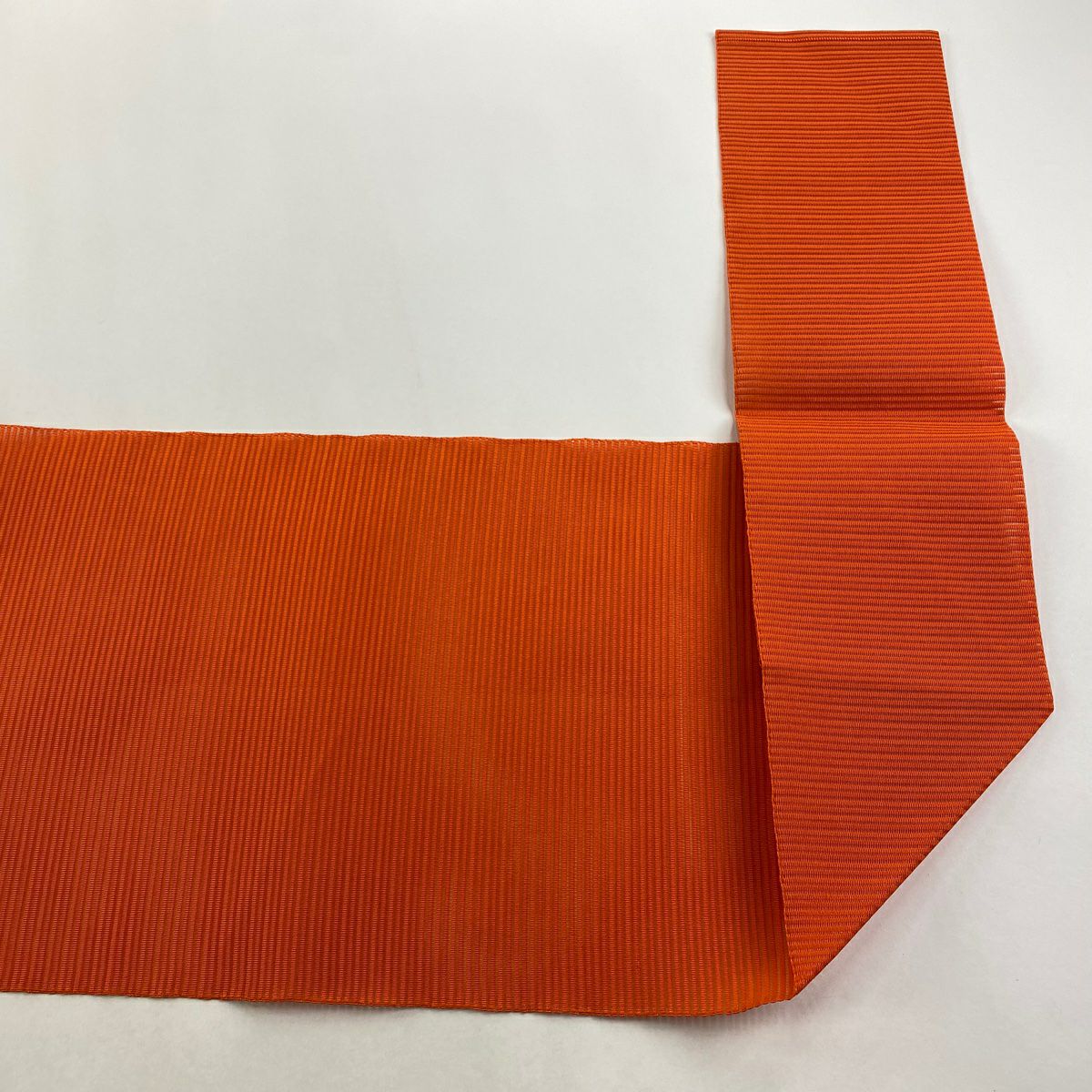 【美品】名古屋帶 優品級 夏帶 八寸名古屋帶 絽 松樹葉裁縫 幾何學圖案 縞 橙色 純蠶絲