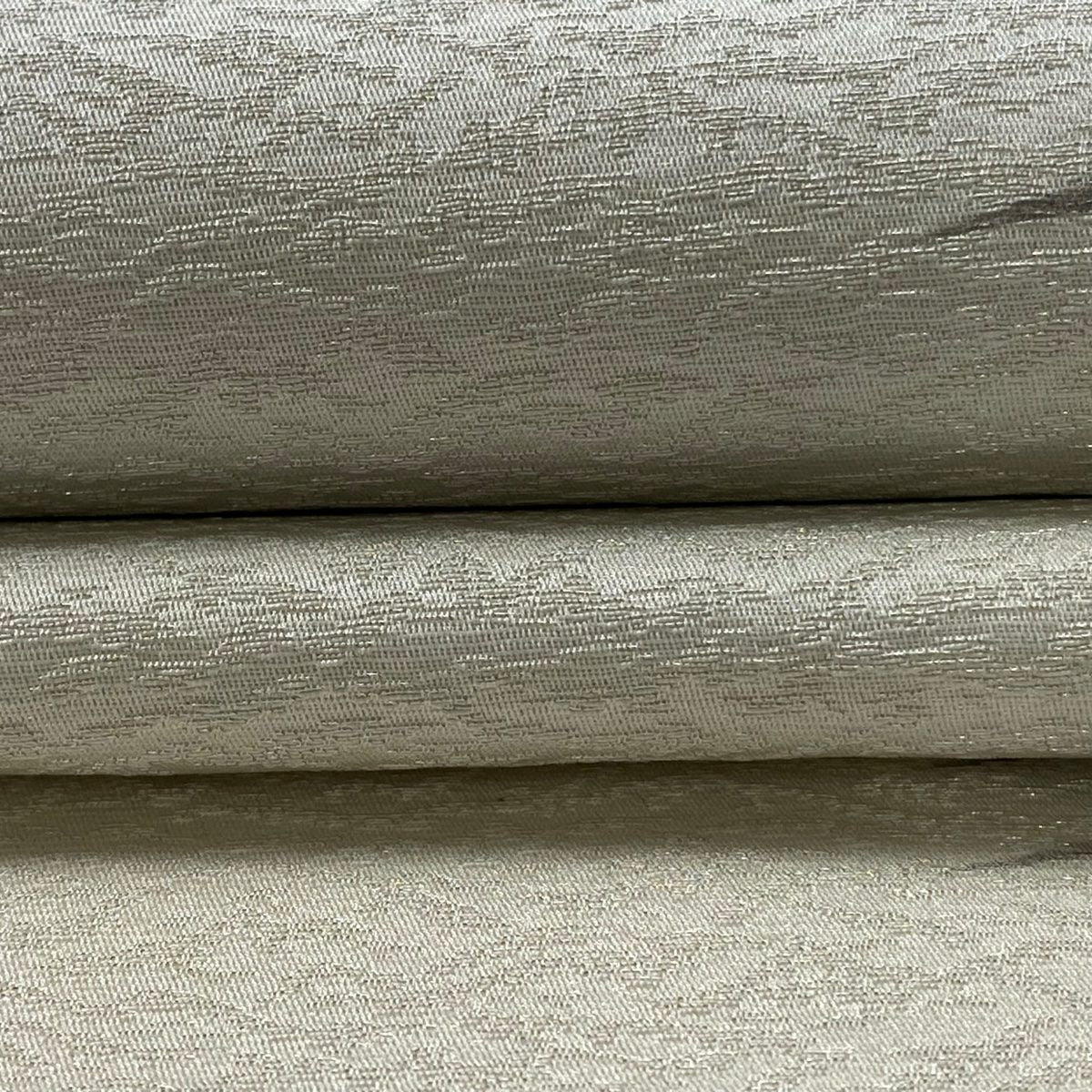 【美品】 袋帶 逸品級 菅有鬼一 落款あり 葉柄 金銀彩 銀通 灰白 六通 純蠶絲