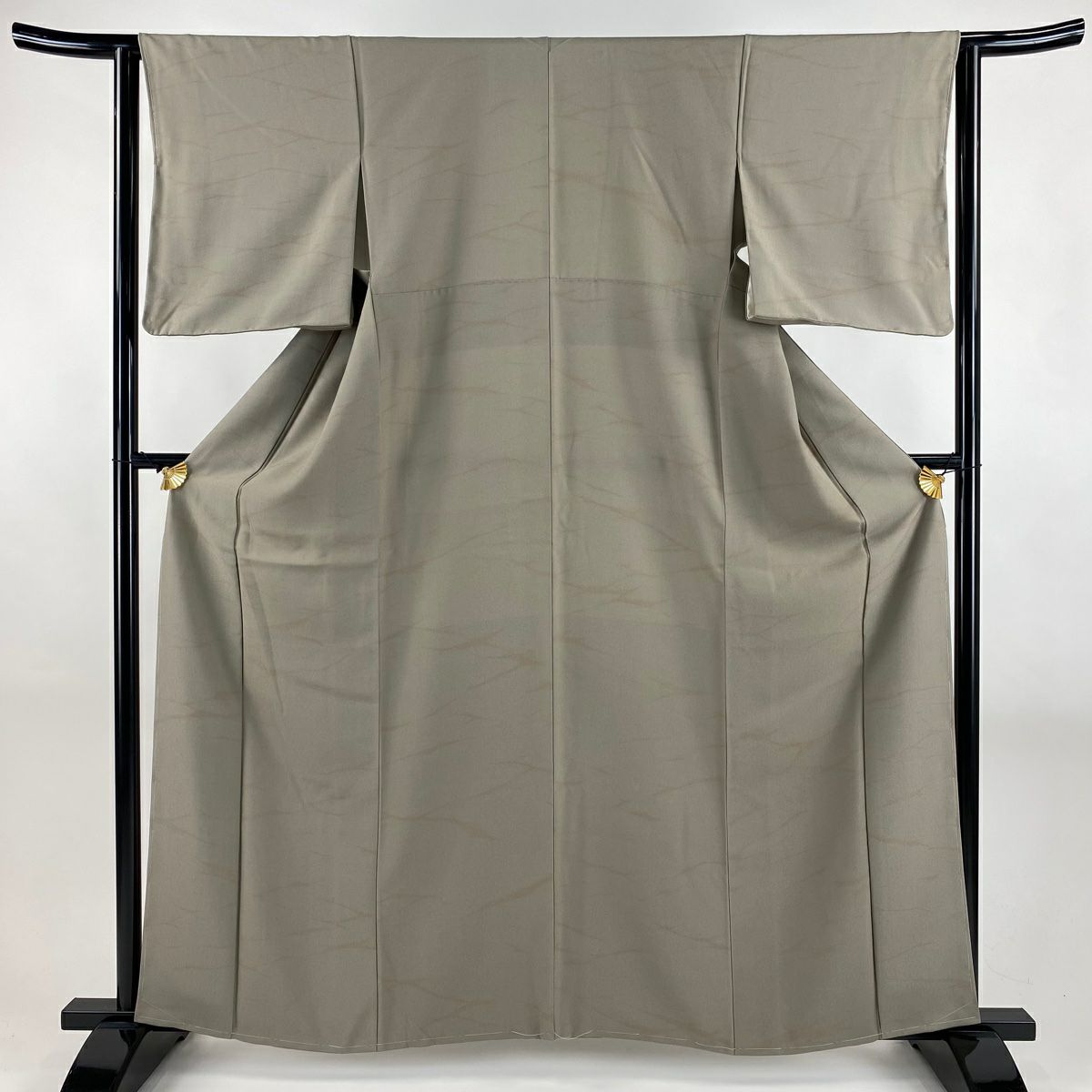 【美品】 小紋 身長160.5cm 袖長63cm S 雙層 幾何學 灰茶 純蠶絲 名品級