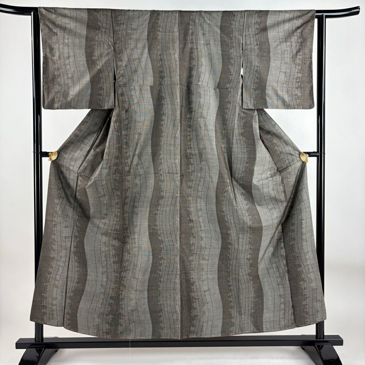 【美品】 紬織 身長154.5cm 袖長62.5cm S 雙層 斜紋 焦茶 純蠶絲 名品級