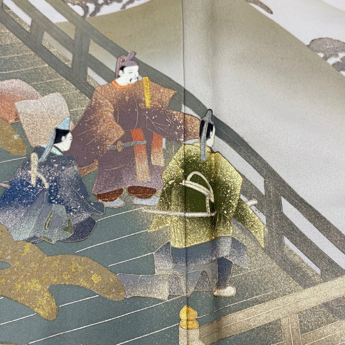 灰色留袖禮服 身長155cm 袖長65.5cm M 雙層 和田光正 落款あり 京風景 山鉾 金銀彩 純蠶絲 名品級 三つ紋