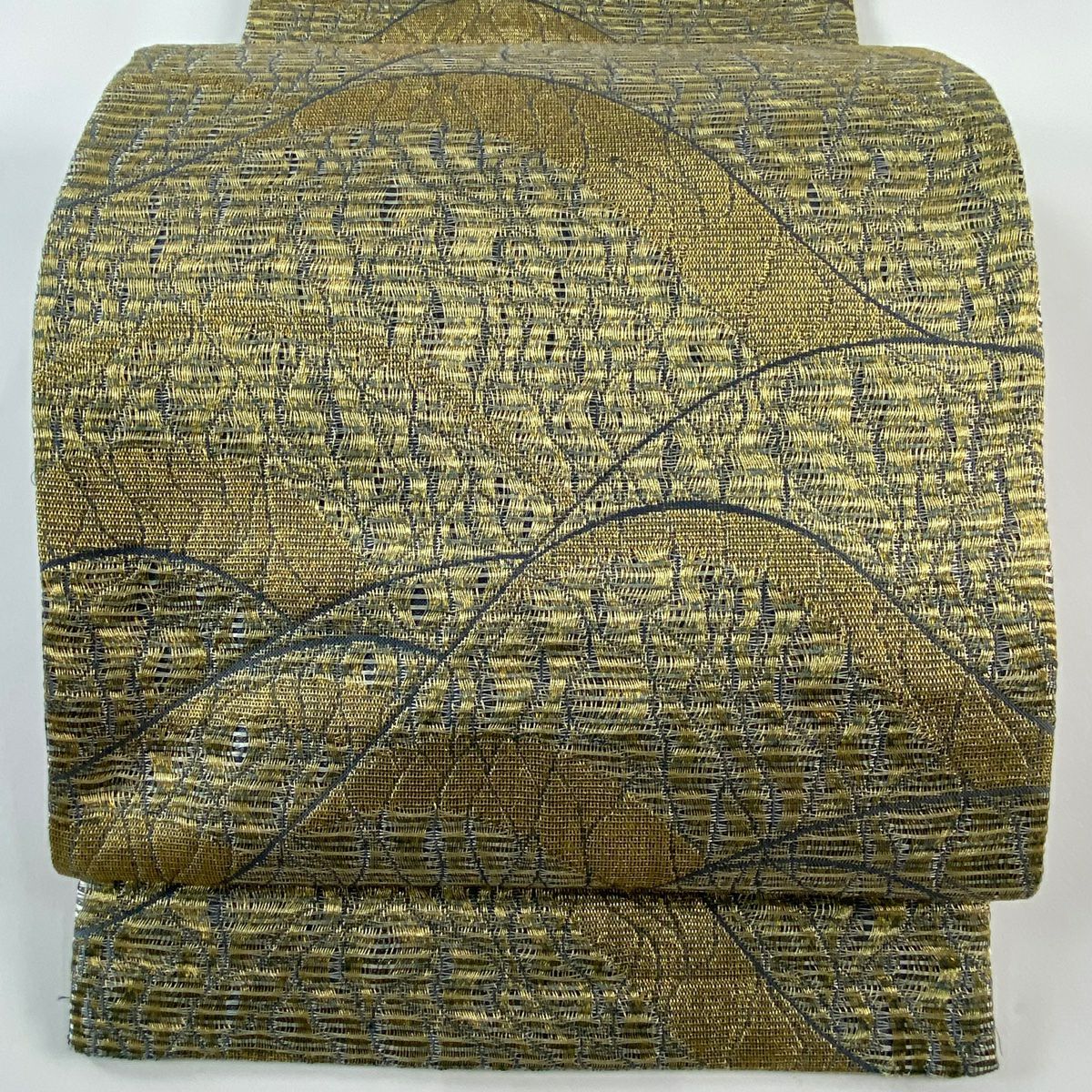 【庫存清倉】 【美品】 袋帶 名品級 幾何圖案 金絲 金色 全通 純蠶絲