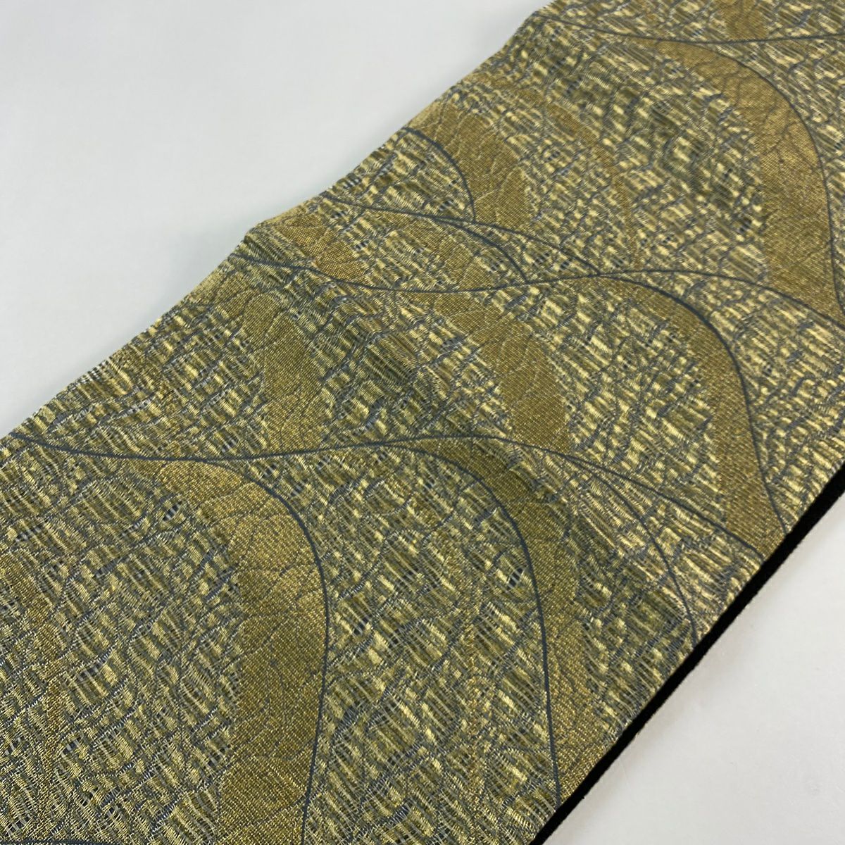 【庫存清倉】 【美品】 袋帶 名品級 幾何圖案 金絲 金色 全通 純蠶絲