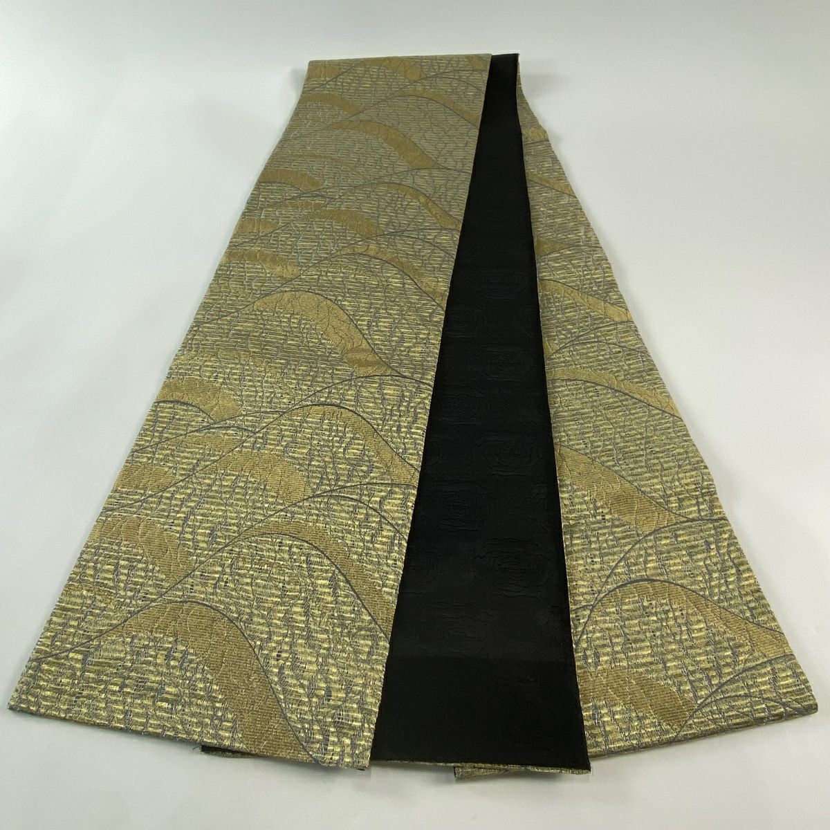 【庫存清倉】 【美品】 袋帶 名品級 幾何圖案 金絲 金色 全通 純蠶絲