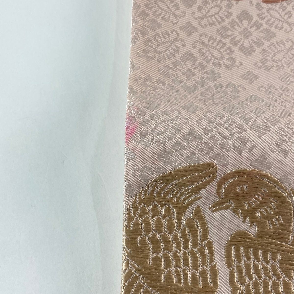 【庫存清倉】 袋帶 名品級 證書齊全 香重 雲上草木染錦 向鳥 花唐草紋 唐織 粉紅 六通 純蠶絲