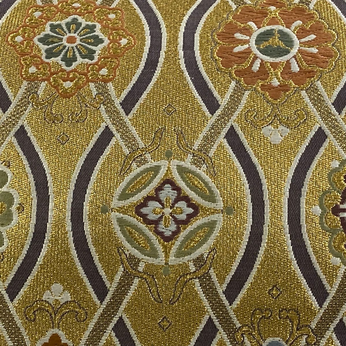 【清倉特賣】 【美品】 袋帶 名品級 立涌 華紋 金絲 唐織 金色 六通 純蠶絲