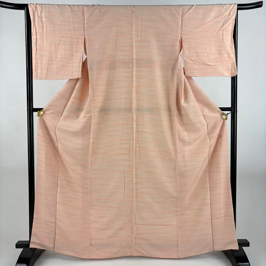 小紋 身長164.5cm 袖長64cm M 雙層 松樹井青青 落款あり 霞 漸層 粉紅 純蠶絲 優品級 一個紋