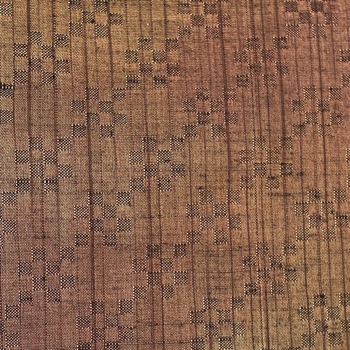 【美品】 紬織 身長150.5cm 袖長63.5cm S 雙層 縞 幾何學 茶 純蠶絲 秀品級