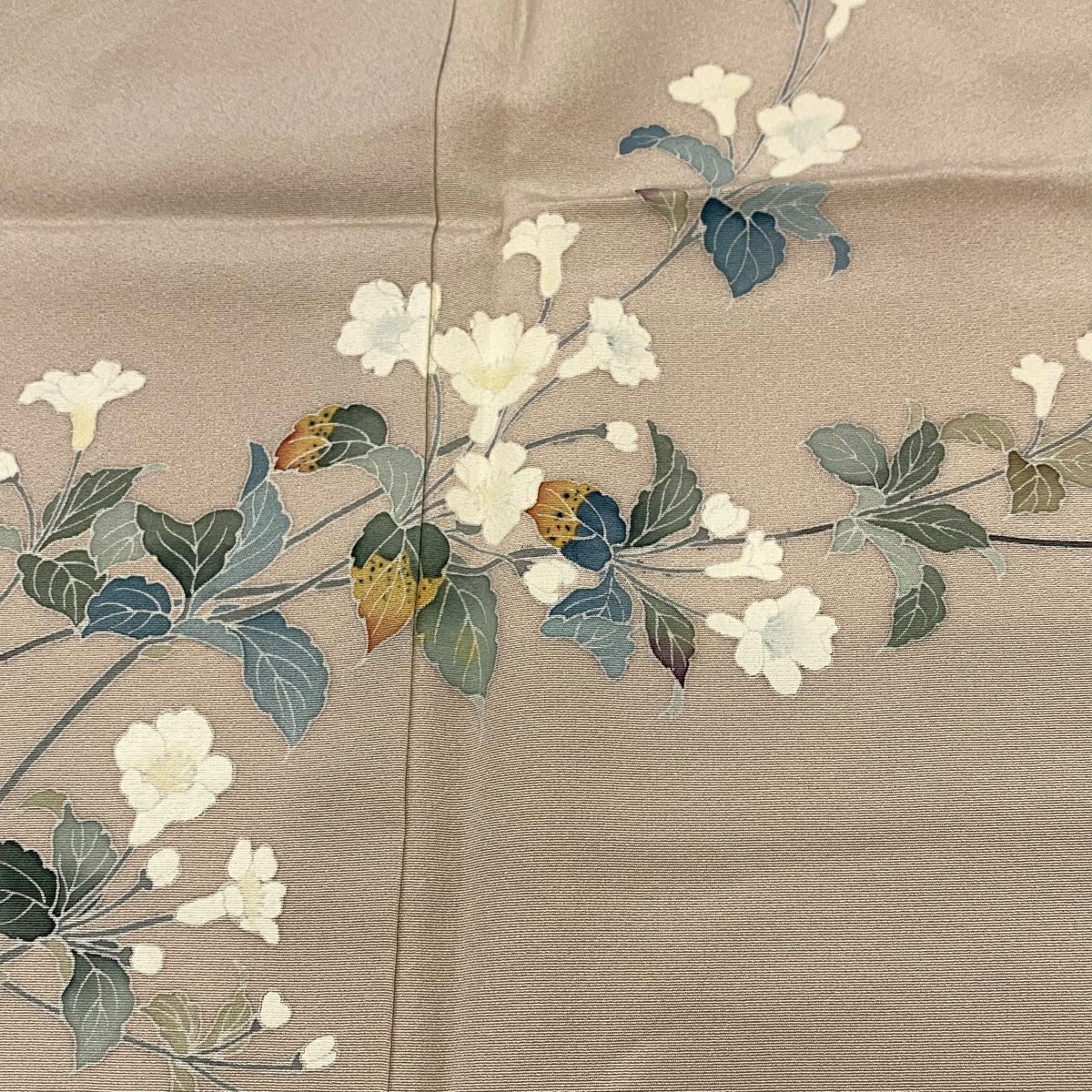 訪問服 身長162.5cm 袖長64.5cm M 雙層 落款有 枝花 流水 漸層 薄小豆 純蠶絲 優品級 一個紋