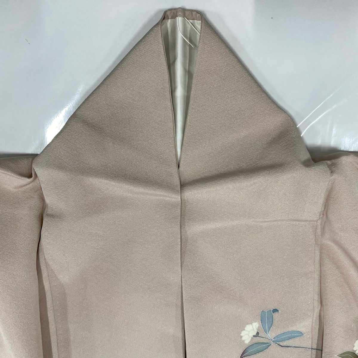 訪問服 身長162.5cm 袖長64.5cm M 雙層 落款有 枝花 流水 漸層 薄小豆 純蠶絲 優品級 一個紋