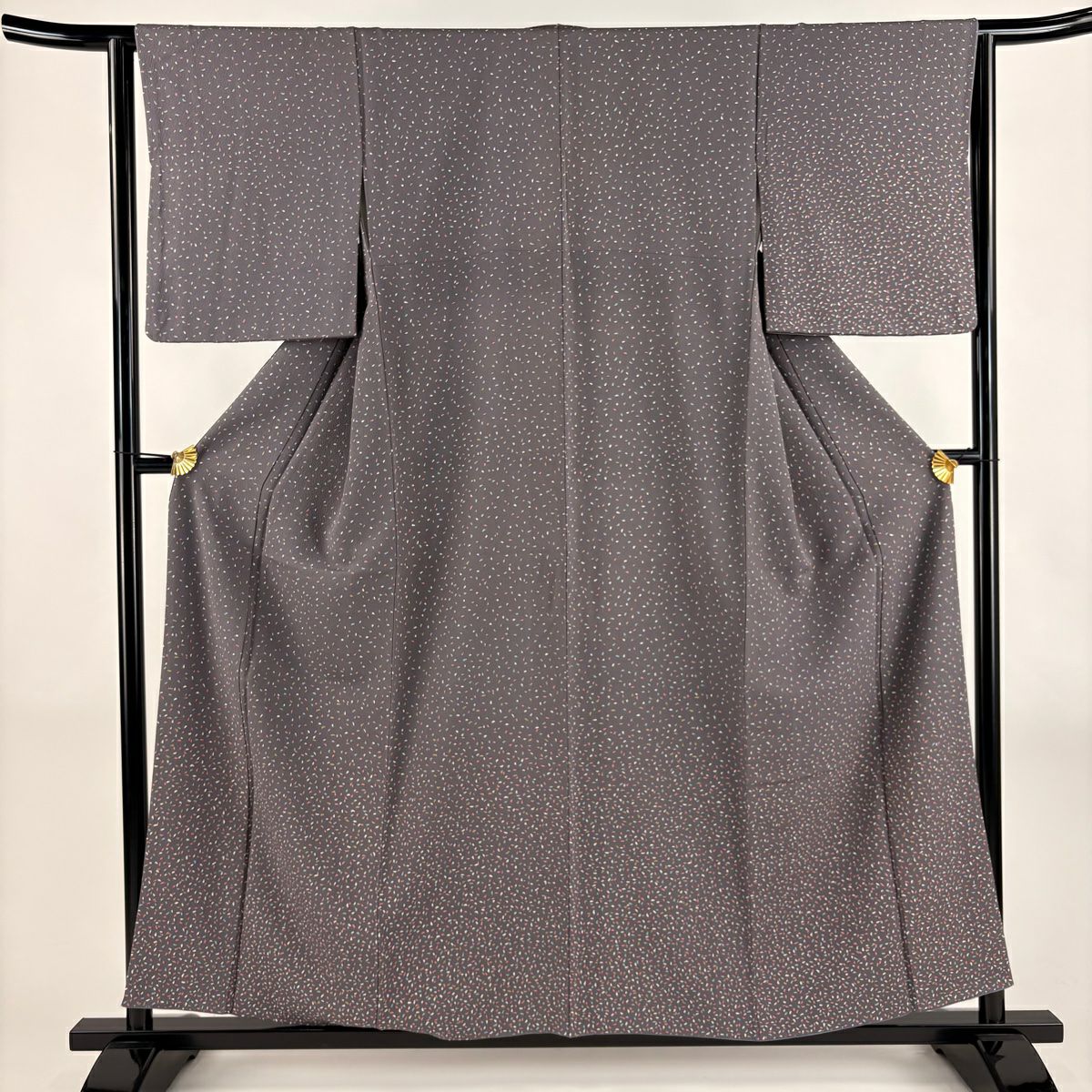 付下 身長156.5cm 袖長63cm S 雙層 幾何學 縮緬 灰紫 純蠶絲 秀品級