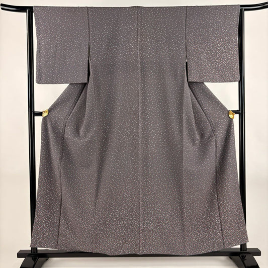 付下 身長156.5cm 袖長63cm S 雙層 幾何學 縮緬 灰紫 純蠶絲 秀品級