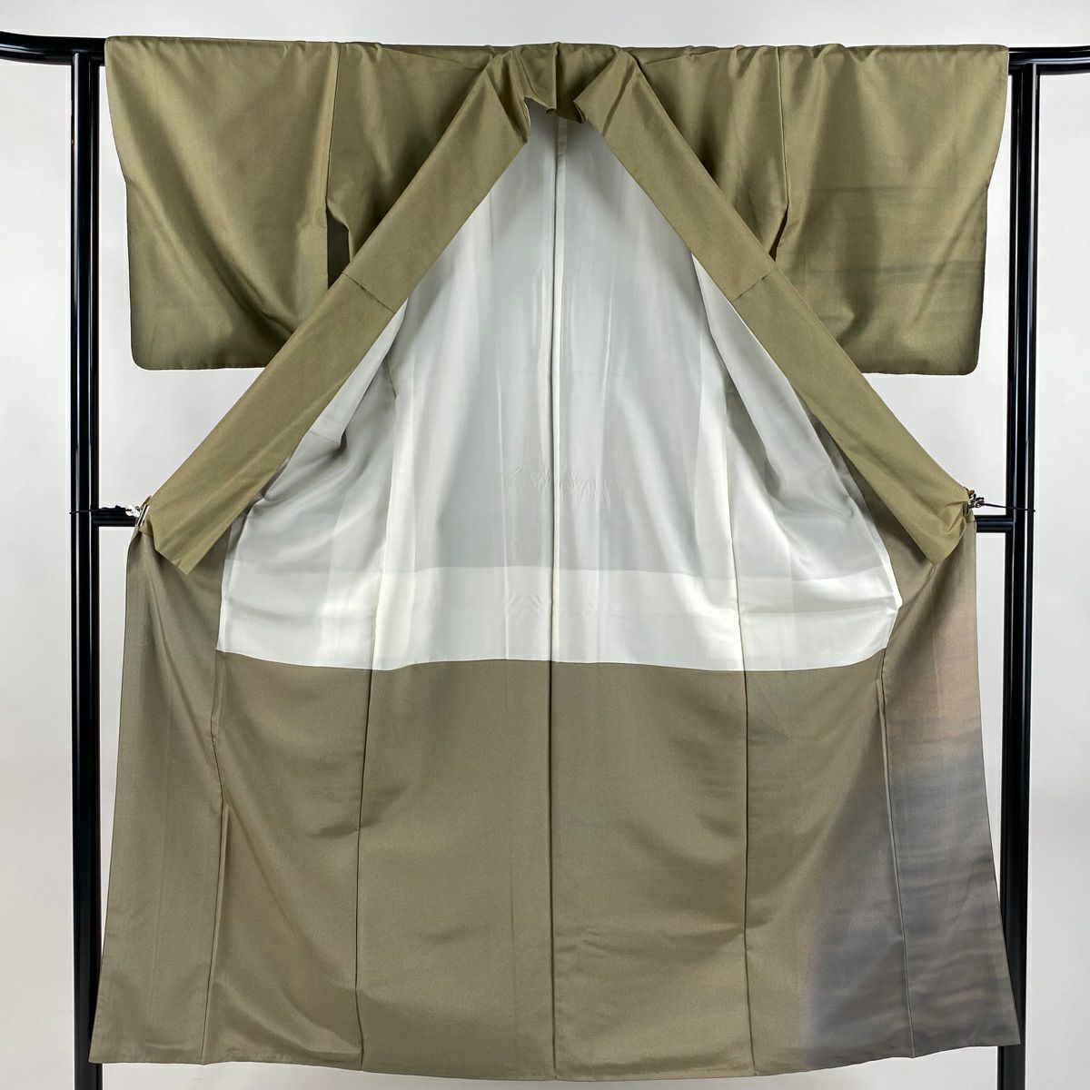 【美品】 付下 身長151.5cm 袖長62cm S 雙層 紬織織 霞暈染 茶 純蠶絲 秀品級