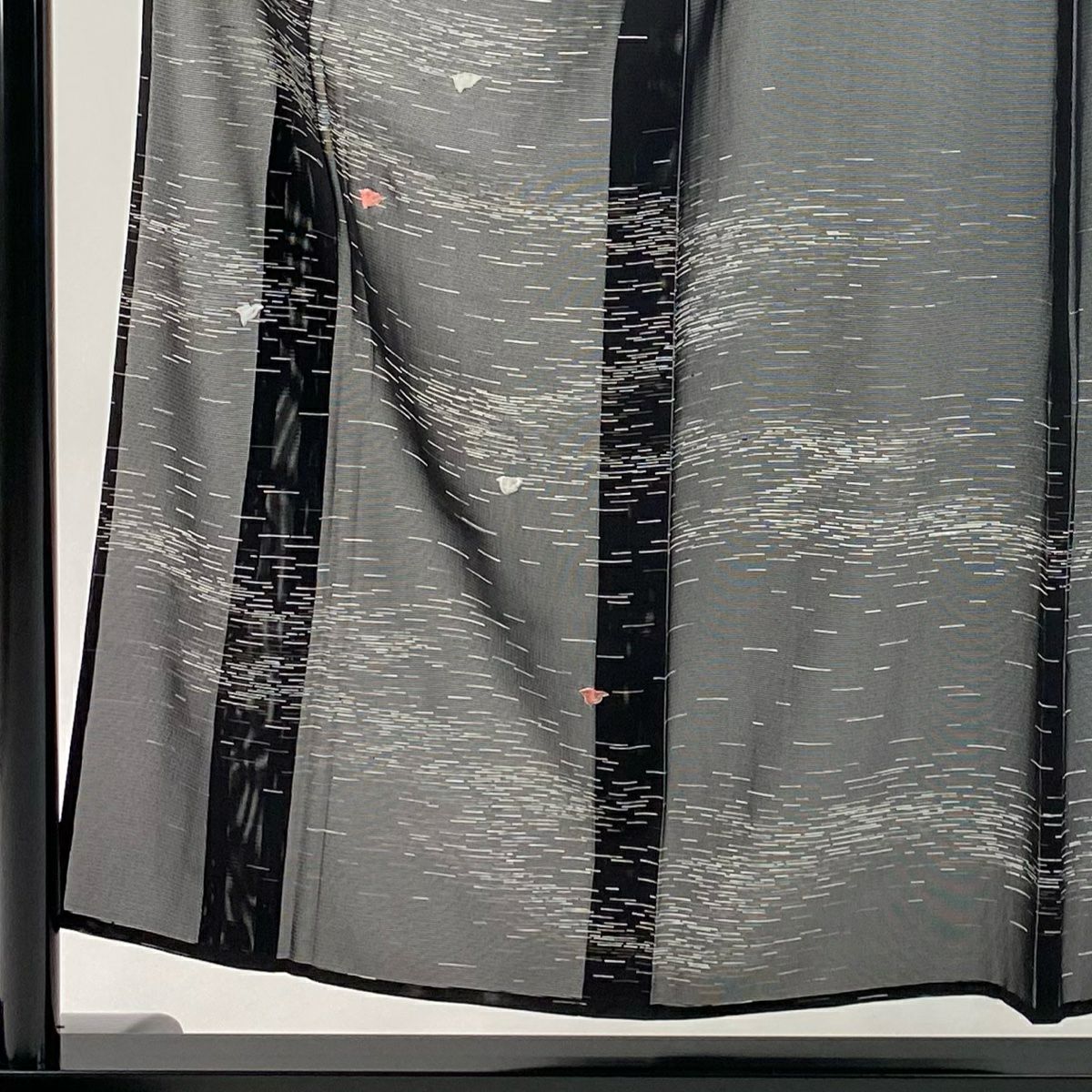 訪問服 身長154.5cm 袖長63cm S 薄物 絽 千鳥 霞 銀糸 刺繡 黑 純蠶絲 名品級 一つ紋