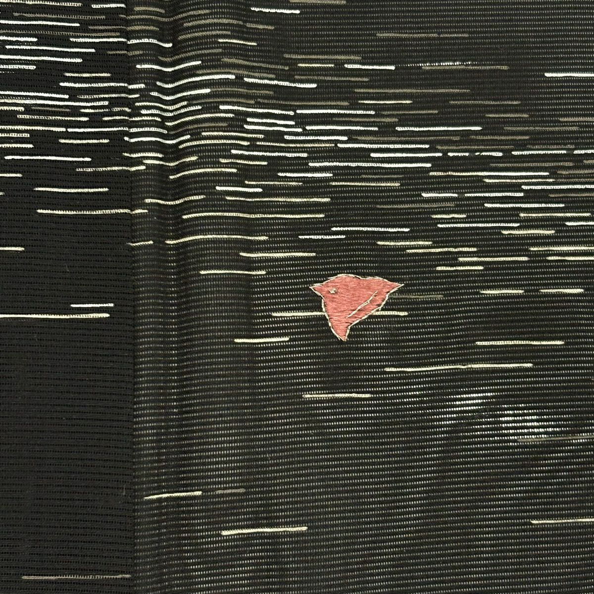 訪問服 身長154.5cm 袖長63cm S 薄物 絽 千鳥 霞 銀糸 刺繡 黑 純蠶絲 名品級 一つ紋