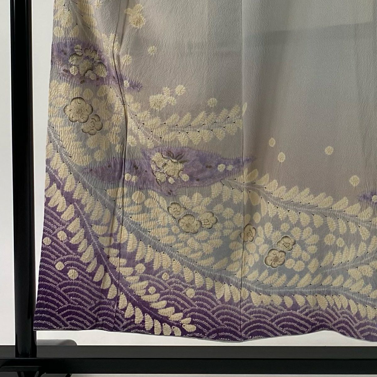 【庫存清倉】訪問服 身長153.5cm 袖長63cm S 雙層 滝泰 有落款 辻花染 金銀彩 漸層 灰色 純蠶絲 名品級 一つ紋