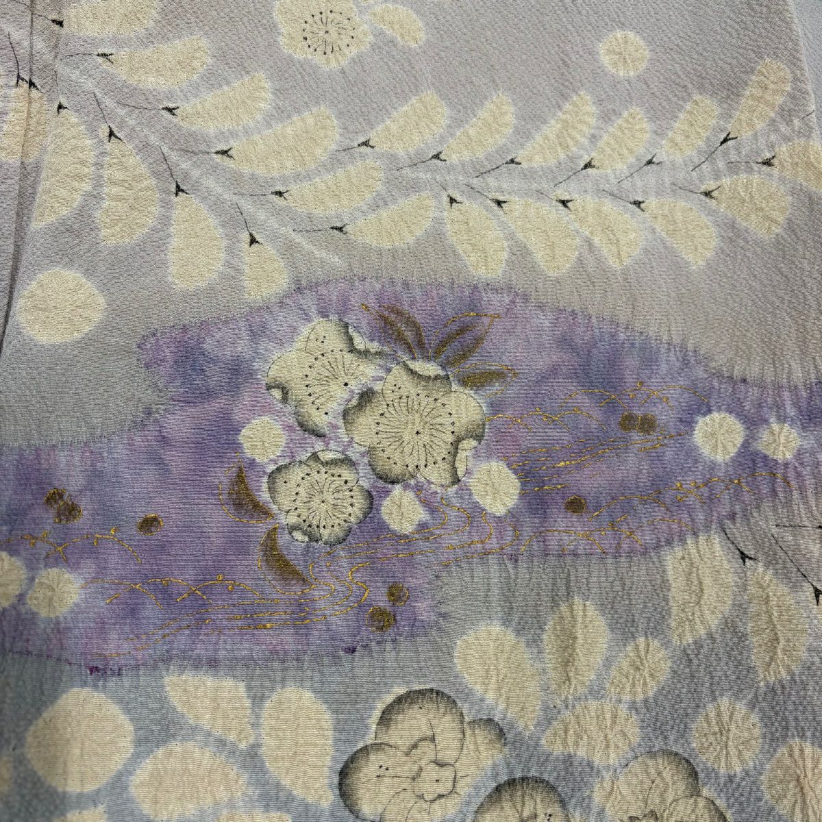 【庫存清倉】訪問服 身長153.5cm 袖長63cm S 雙層 滝泰 有落款 辻花染 金銀彩 漸層 灰色 純蠶絲 名品級 一つ紋