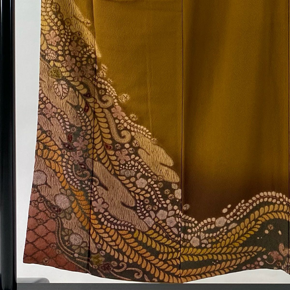 【美品】訪問服 身長153cm 袖長62cm S 雙層 滝泰 落款あり 辻花染 金銀彩 金絲 茶 純蠶絲 名品級