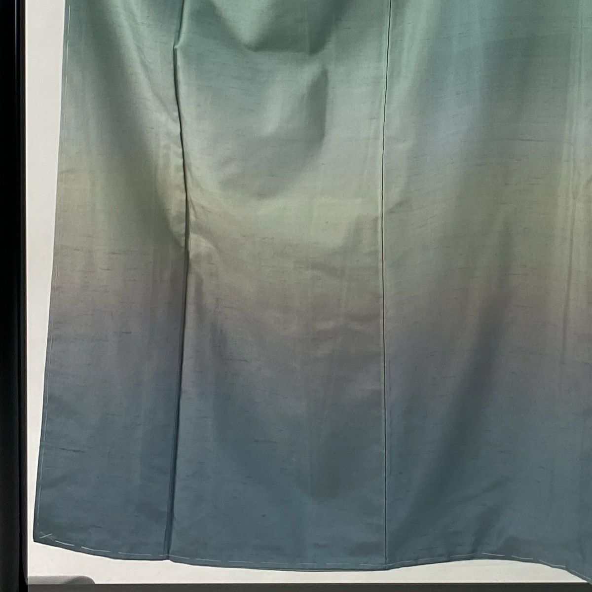【美品】 付下 身長155cm 袖長65.5cm M 雙層 牛首紬織織 落款あり 證書あり 漸層圖案 淺綠 純蠶絲 逸品級 一個紋