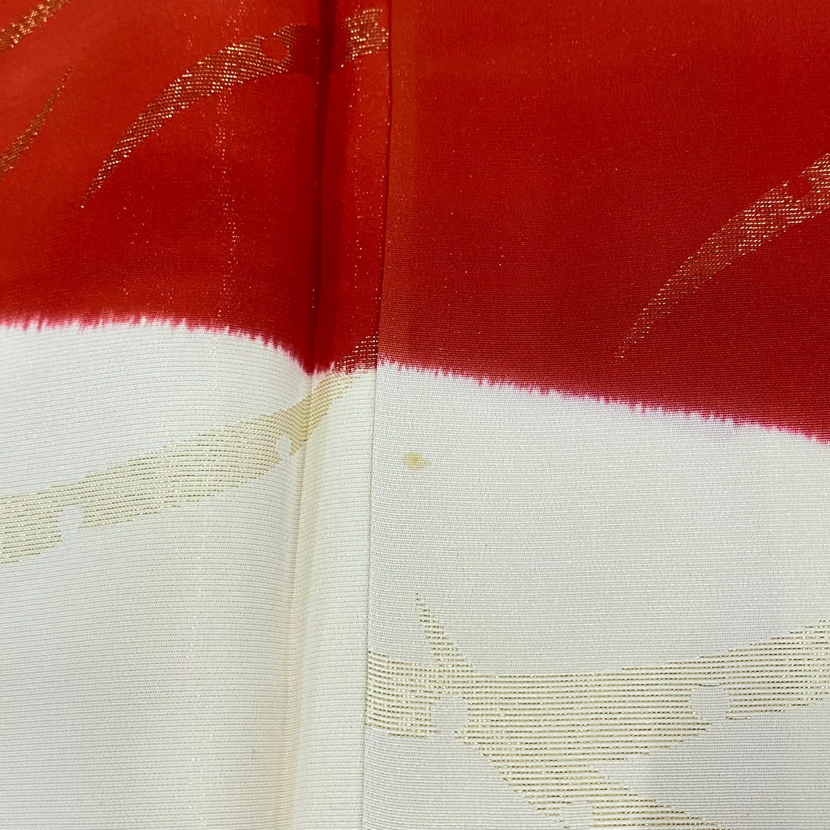 【美品】振袖禮服 身長161.5cm 袖長65cm M 雙層 蝶 雪芝 金通 金銀彩 漸層 奶油色 純蠶絲 名品級