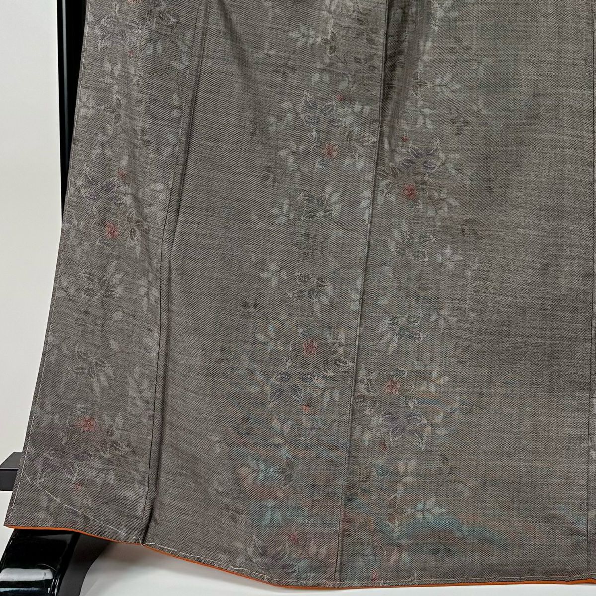 【美品】 紬織織 身長170.5cm 袖長69cm L 雙層 草花紋紋 焦茶 純蠶絲 名品級