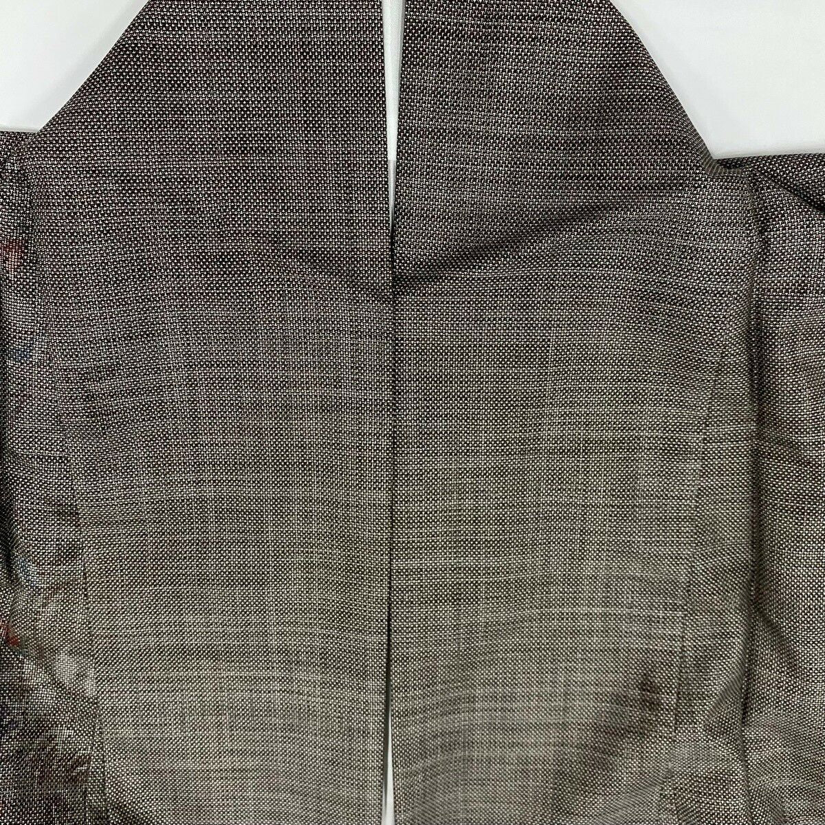 【美品】 紬織織 身長170.5cm 袖長69cm L 雙層 草花紋紋 焦茶 純蠶絲 名品級
